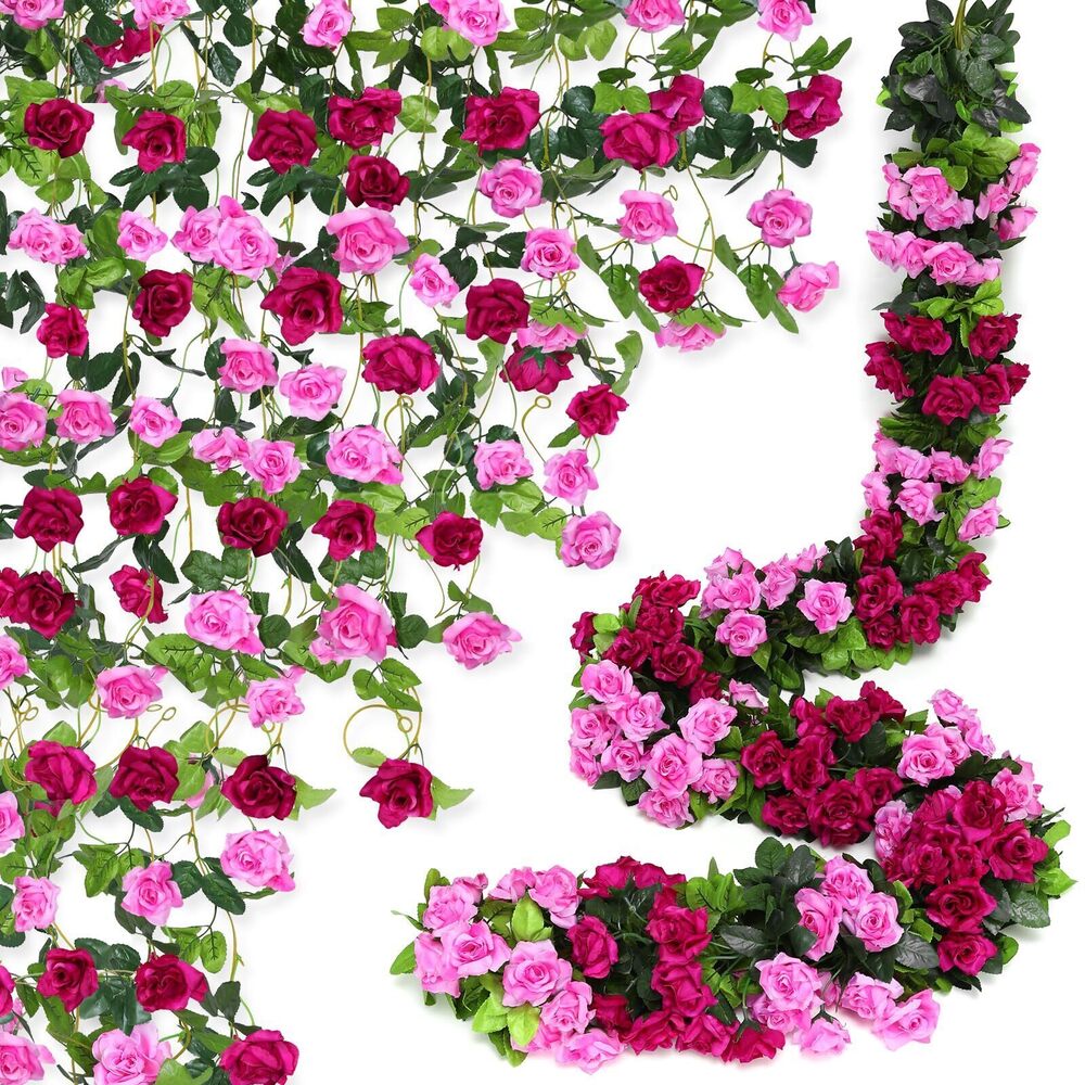 6276 6 Pack Artificial Flower Garlands 15.8FT Rose Vines Silk Flowers